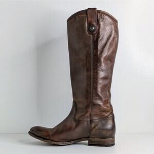 Frye Melissa Button Brown Leather Tall Boots 7.5 Equestrian Western Boho 77172
